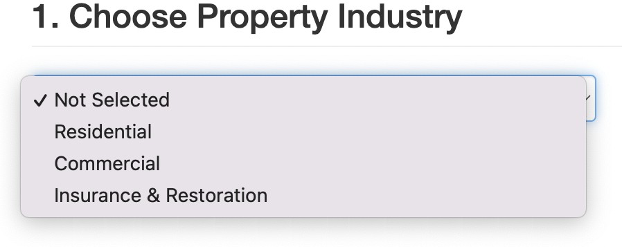 Figure 1: Choose Property Industry